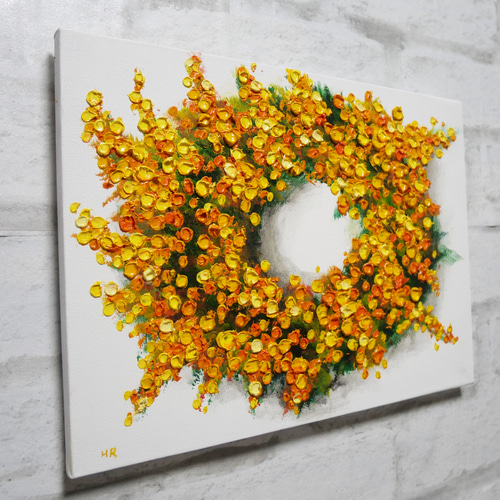 油絵 油彩 油彩画 絵 絵画 【ミモザリース】 絵画 HR 通販 14644036