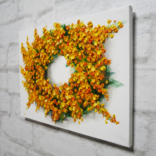 油絵 油彩 油彩画 絵 絵画 【ミモザリース】 絵画 HR 通販 14644036