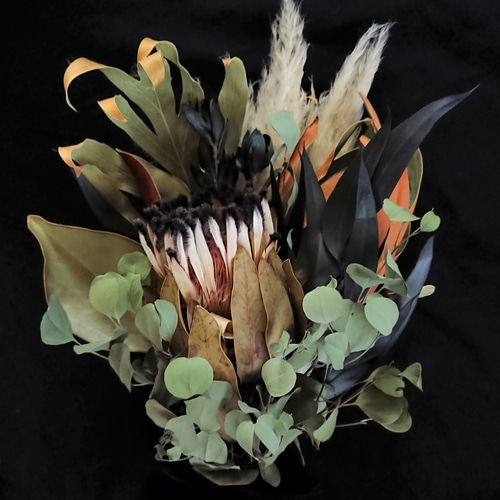 ネイティブフラワープロテアとグレヴィレア、ユーカリのスタイリッシュ