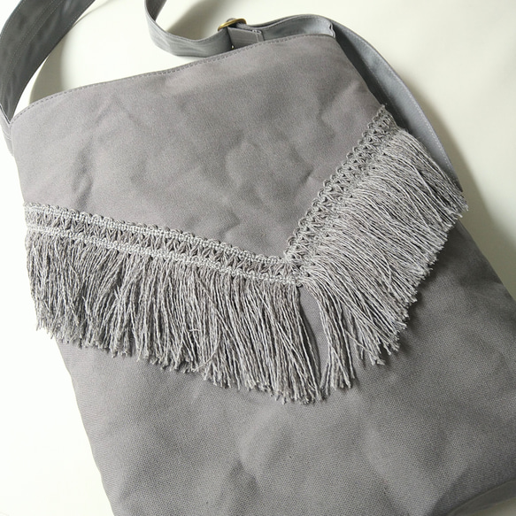 フリンジワンショルダー2wayトートbag【gray】 6枚目の画像