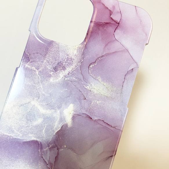 【名入れ可能】アルコールインクアートiPhoneケース【ピンク大理石】 5枚目の画像