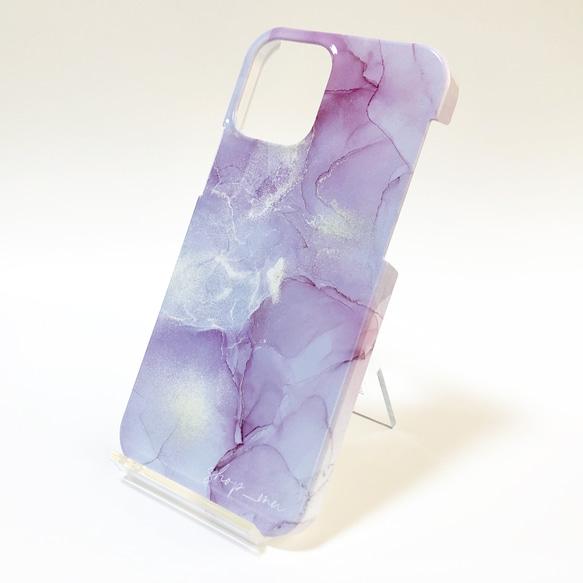 【名入れ可能】アルコールインクアートiPhoneケース【ピンク大理石】 2枚目の画像