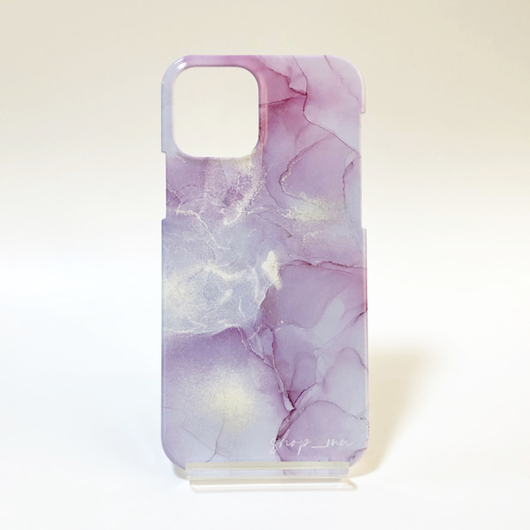 【名入れ可能】アルコールインクアートiPhoneケース【ピンク大理石】 1枚目の画像