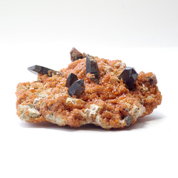 黒水晶 × ガーネット 【一点物】 原石 鉱物 天然石 (No.1451) 1枚目の画像