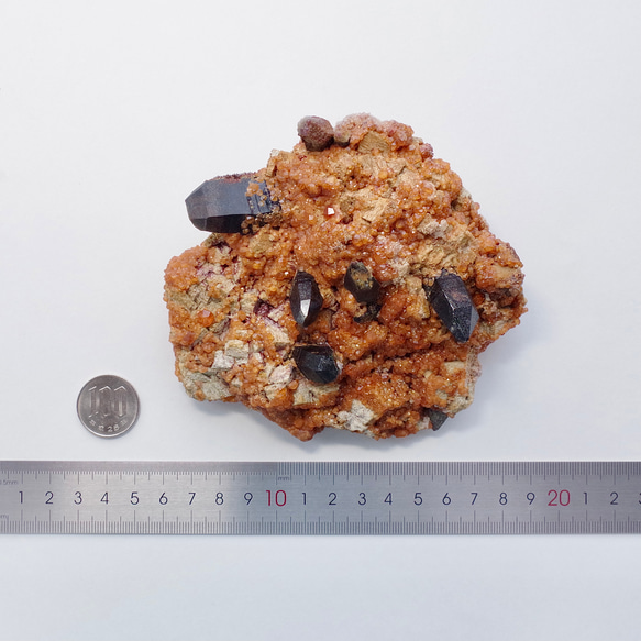 黒水晶 × ガーネット 【一点物】 原石 鉱物 天然石 (No.1451) 4枚目の画像