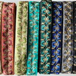 【50cm】インド刺繍リボン　ライトベージュ　オーガンジー　GO462 8枚目の画像