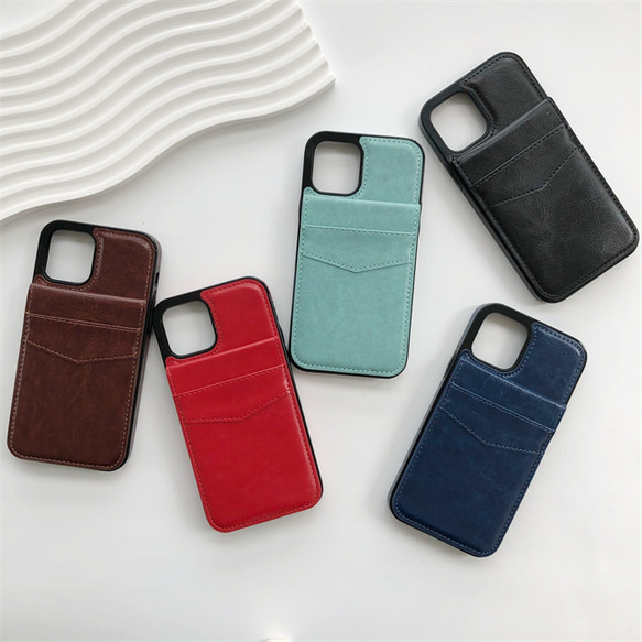 カードホルダースロット財布ケース iPhone 13Pro シリコン　青 カードホルダースロット財布ケース iPhone 13Pro シリコン 青