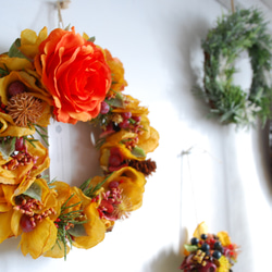 "every month Wreath"Warm orange 暖かい色づきの景色/フラワーリースΦ18cm 9枚目の画像