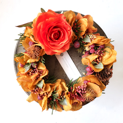 "every month Wreath"Warm orange 暖かい色づきの景色/フラワーリースΦ18cm 2枚目の画像