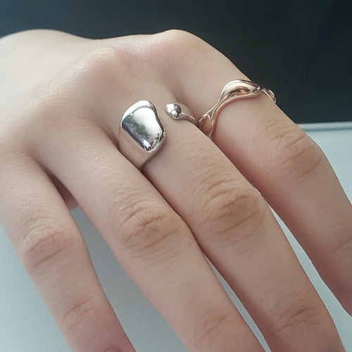 オープンシルバー925リング、幅広フォークリングRS-224 指輪