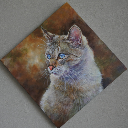 ネコ　油絵 猫の油絵F0ゼロ号原画 絵画 mimoza 通販 14645644｜Creema(クリーマ)