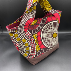 アフリカ布　ミニトートバッグ　エスニックサークル　　　　　　　アフリカンプリント 3枚目の画像