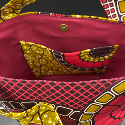 アフリカ布　ミニトートバッグ　エスニックサークル　　　　　　　アフリカンプリント 8枚目の画像