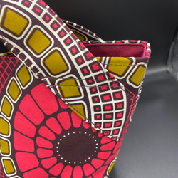 アフリカ布　ミニトートバッグ　エスニックサークル　　　　　　　アフリカンプリント 6枚目の画像