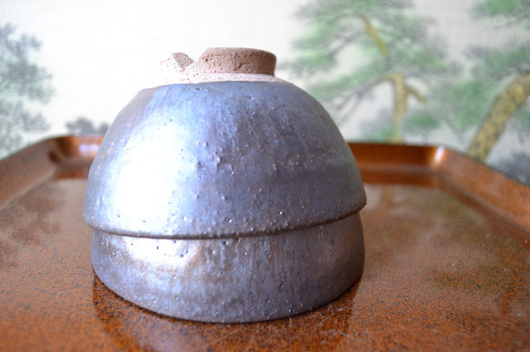 【ギフト特割】炭化金彩　ペア飯碗　お得な2個セット　茶碗　　★萩焼　　　　 2枚目の画像