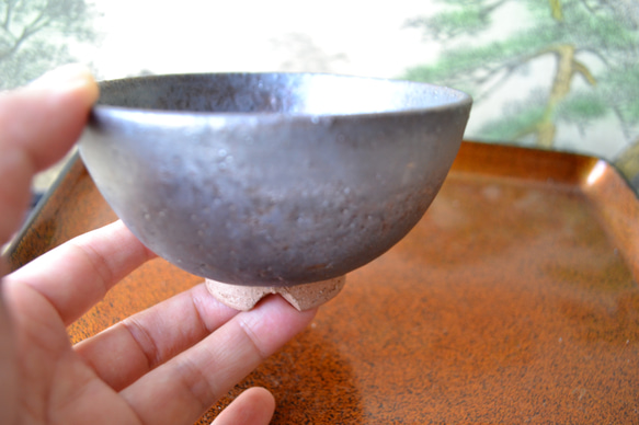 【ギフト特割】炭化金彩　ペア飯碗　お得な2個セット　茶碗　　★萩焼　　　　 6枚目の画像
