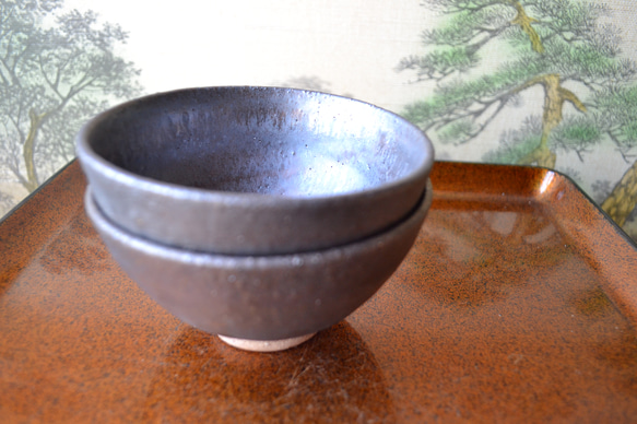 【ギフト特割】炭化金彩　ペア飯碗　お得な2個セット　茶碗　　★萩焼　　　　 8枚目の画像