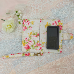 手帳型スマホケース2バラ薄ピンク 3枚目の画像