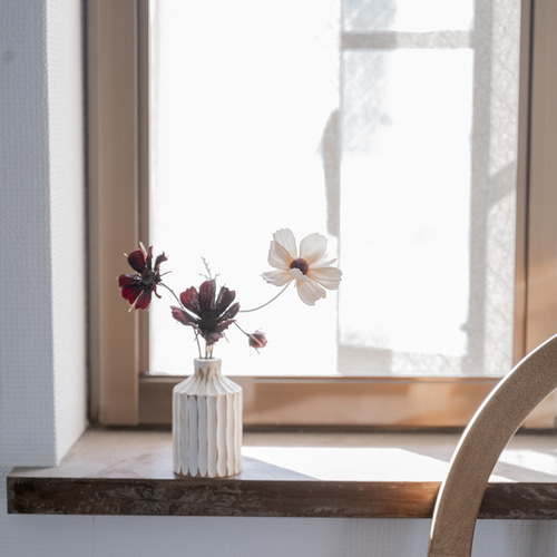 割れない花瓶】ドライフラワー風秋桜・チョコレートコスモス＆【割れ