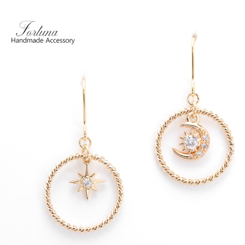Moon＆Star(817) ピアス/イヤリング/ノンホールピアス/樹脂ピアス 