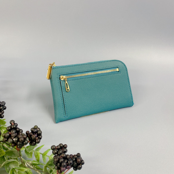 《受注生産》注文から２ヵ月　最高級カーフレザー　ワインハイマー薄くて軽い財布 10枚カードポケット  ブルーグレー 1枚目の画像