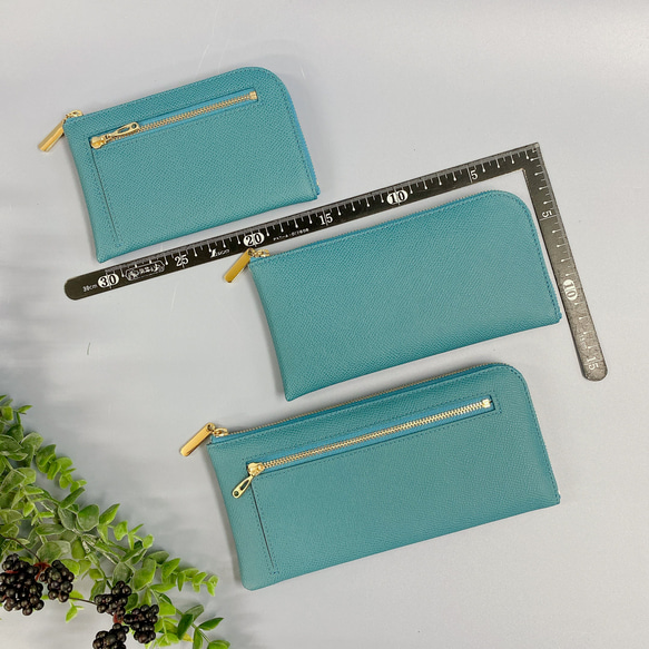 《受注生産》注文から２ヵ月　最高級カーフレザー　ワインハイマー薄くて軽い財布 10枚カードポケット  ブルーグレー 6枚目の画像