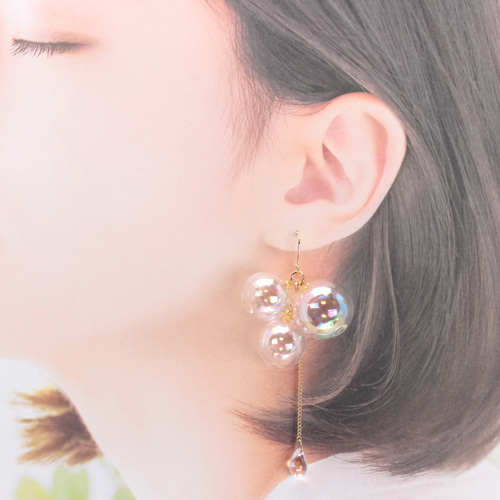 しゃぼんだま。ゆれる(822) ピアス/ノンホールピアス/樹脂ピアス 