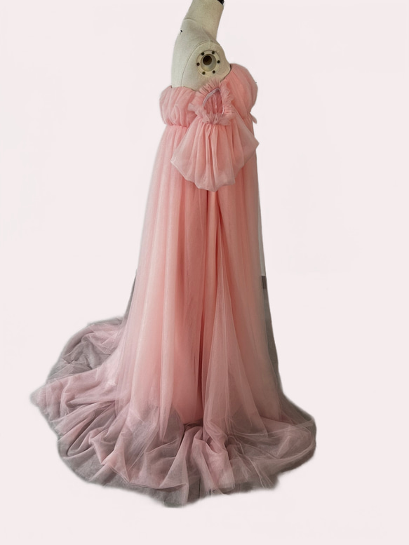 カラードレス　 マタニティドレス パーティードレス 短袖 ロングスリーブ チュールスカート　フリー 前撮り 4枚目の画像