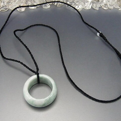 ひすい指輪サムリング黒糸ネックレス天然石本翡翠硬玉約25号902-600 4枚目の画像