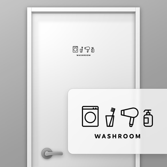 洗面所 (WASHROOM) 【賃貸OK・部屋名サインステッカー】 1枚目の画像