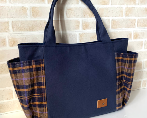 【オーダー品】　トートバッグ　前ポケット付きトート 内ポケット付き形状トートバッグに名入れ印刷でオリジナル製作