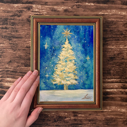 2L版　額付き複製画　クリスマスツリー　/アートプリント 　星　早割クリスマス2022 4枚目の画像
