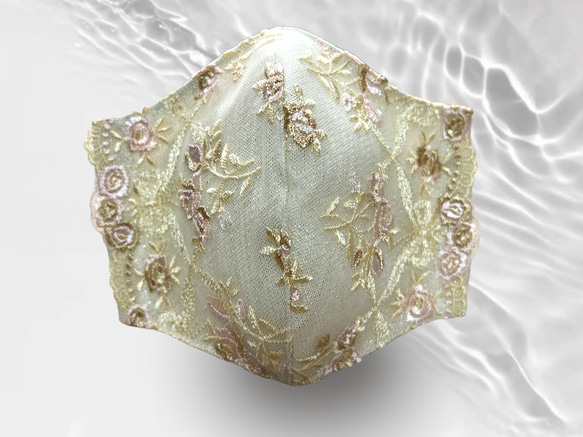 跛腳布x蕾絲刺繡系列玫瑰刺繡蕾絲口罩口罩套（可選） 第3張的照片