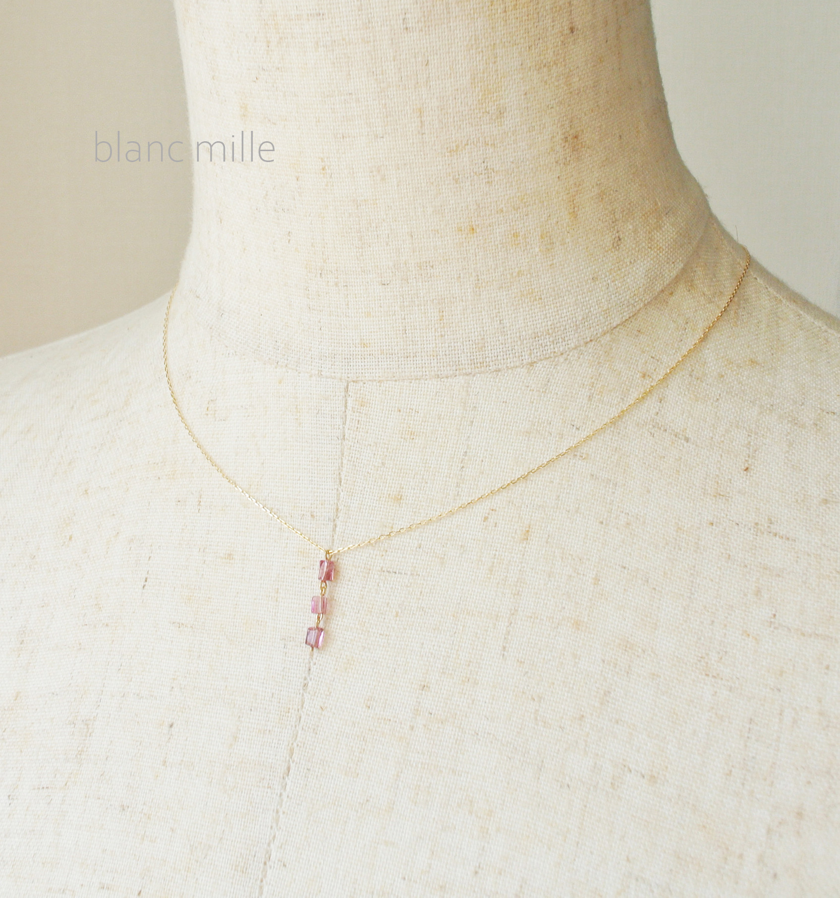 No.1844○*K18 ピンクトルマリン ネックレス○*18金 ルベライト シンプル ペンダント 18k