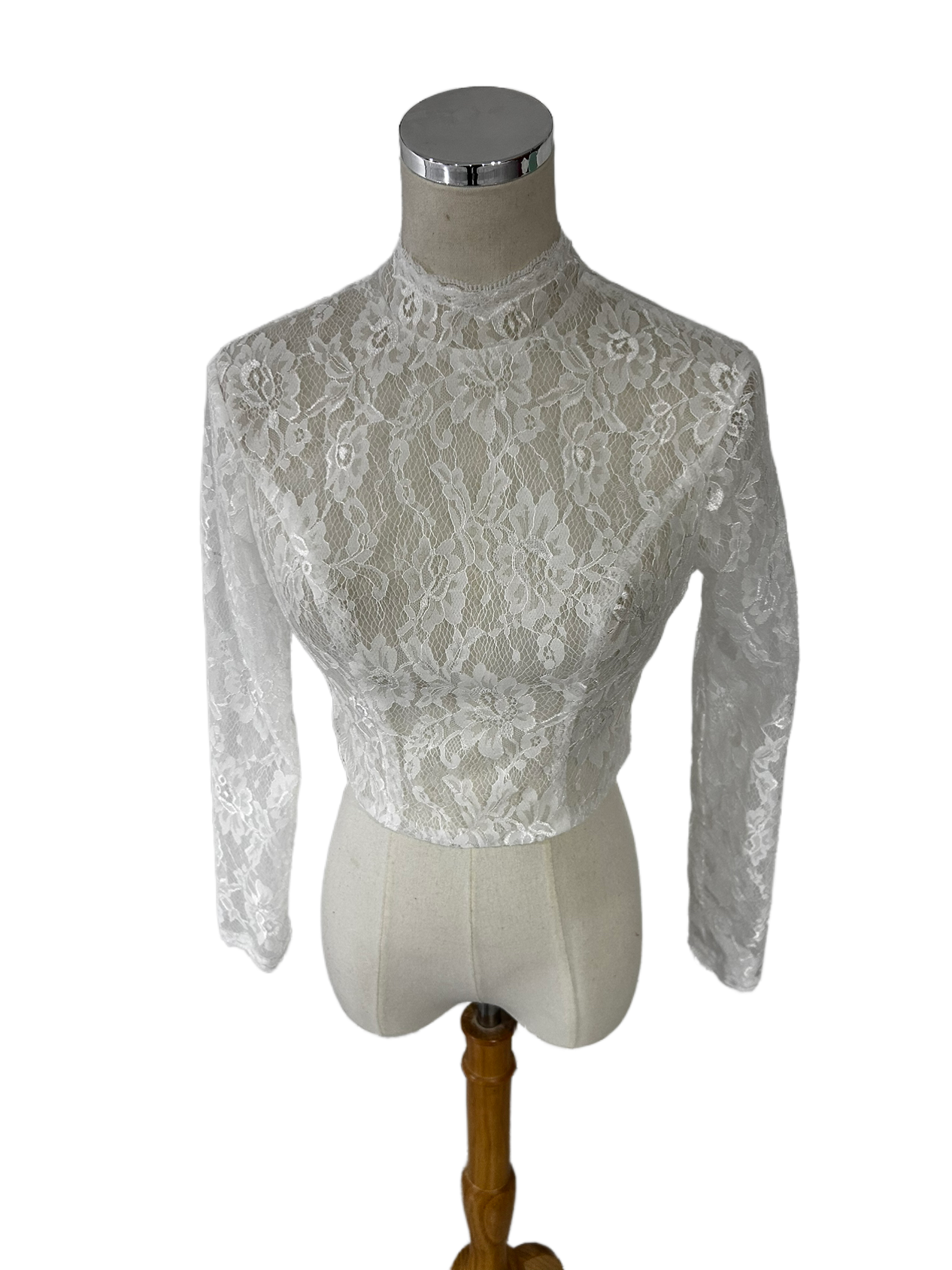 ウェディングドレス 長袖 レース ボレロ ハイネック くるみボタン 二次会 花嫁