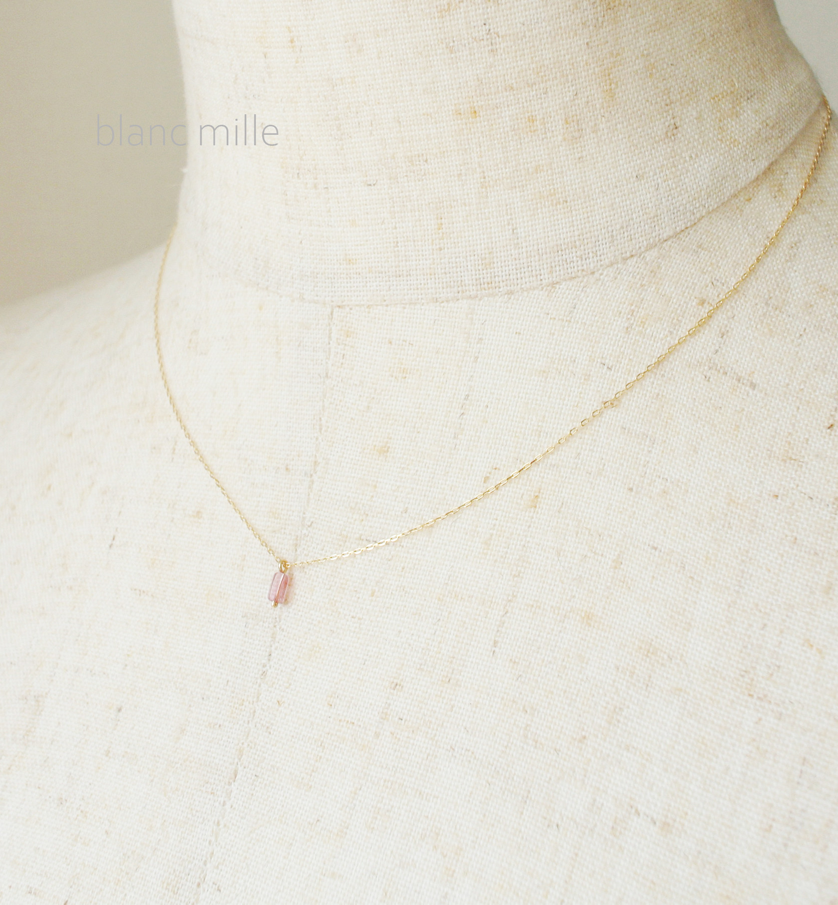 No.1845○*K18 ピンクトルマリン シンプル一粒ネックレス○*18金 ルベライト ペンダント 18k