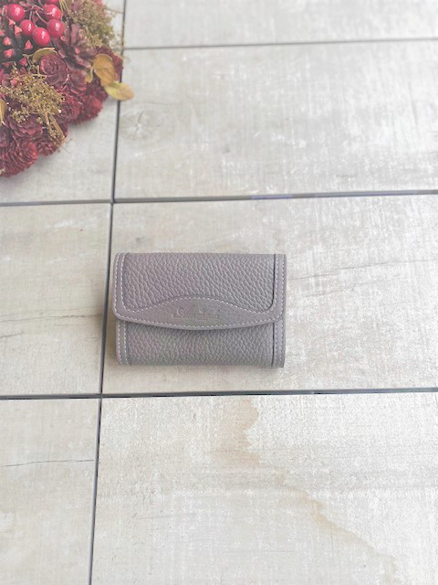 本革イタリーカーフのコンパクト財布＆キーケース　アッシュグレイ