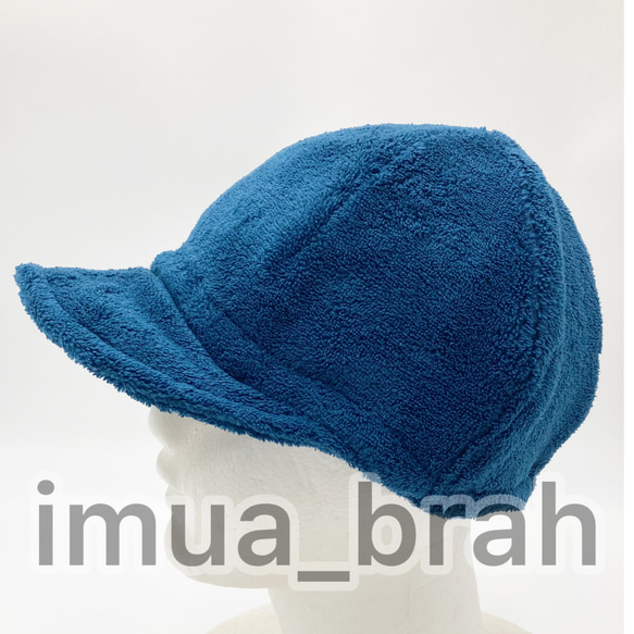 男児用つば付きタオルキャップ☆濃青 女の子や大人にも◎プール