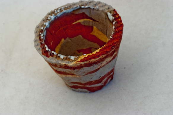 陶器製（２号ポット相当）　#植木鉢　 AASc-ミカゲ-ブラウン＆グレー＆イエロー 4934 2枚目の画像