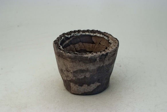 陶器製（２.5号ポット相当） #植木鉢  PScミカゲ-ブラック＆グレー 4936 1枚目の画像