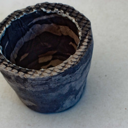 陶器製（２.5号ポット相当） #植木鉢  PScミカゲ-ブラック＆グレー 4936 2枚目の画像