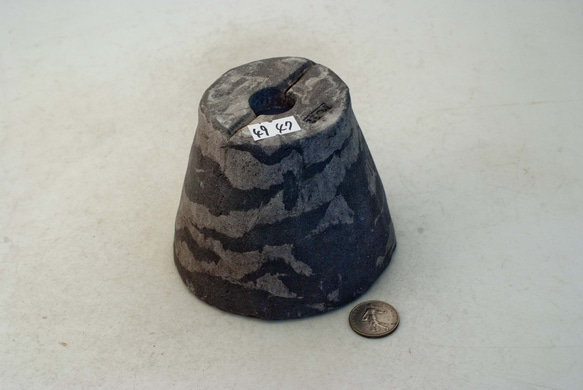 陶器製（3号ポット相当）植木鉢ミカゲ SMMc-ブラック＆グレー 4947 3枚目の画像