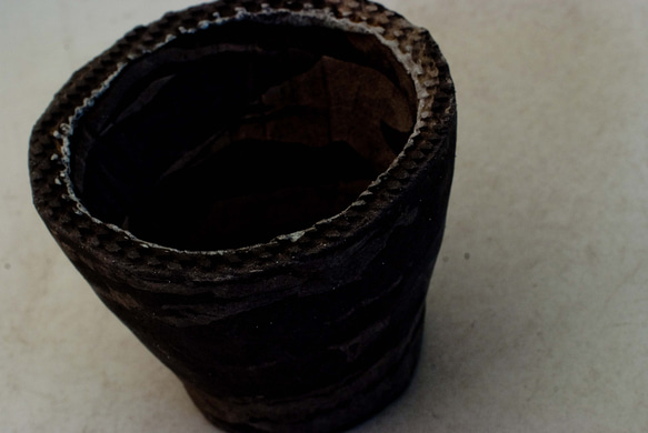 陶器製（3号ポット相当）植木鉢ミカゲ SMMc-ブラック＆グレー 4947 2枚目の画像
