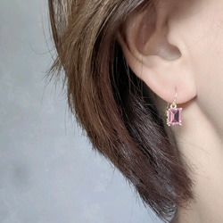 14 公斤寶石粉紅托帕石 AAA 矩形刻面矩形耳環或耳環/項鍊 11 月上市 第5張的照片