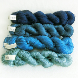 絹糸　草木染「藍染」極太　１カセ　シルク100％  天然染料 かがり糸 刺繍糸 組み紐 つづれ糸　青　インディゴブルー 1枚目の画像