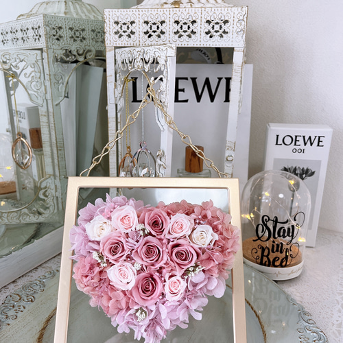 プリザーブドフラワー ハート壁掛け リース プリザーブドフラワー