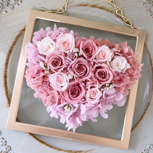 プリザーブドフラワー ハート壁掛け リース プリザーブドフラワー