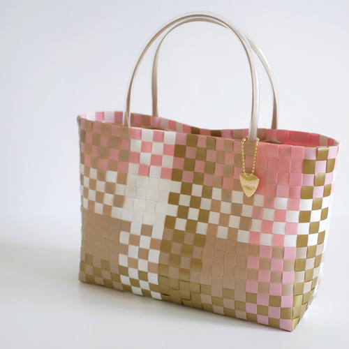 オータムチェック×ピンクL 2WAYプラカゴバッグ プラカゴ トート