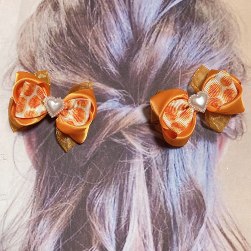 2個セット！繰り返し使える♪ハートパールとサテン・オーガンジー  