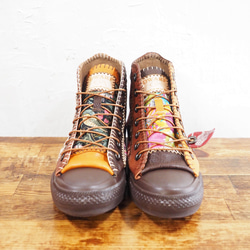 【23.5ｃｍ】リバ＆モリスの牛革パッチワーク靴 HI 茶ソール 2枚目の画像